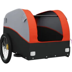 vidaXL Fietstrailer 30 kg ijzer zwart en oranje