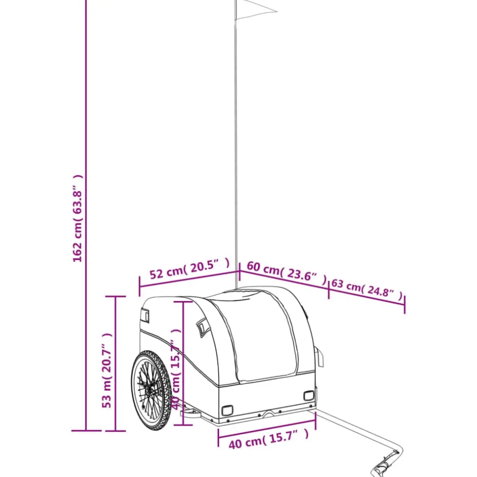 vidaXL Fietstrailer 30 kg ijzer zwart