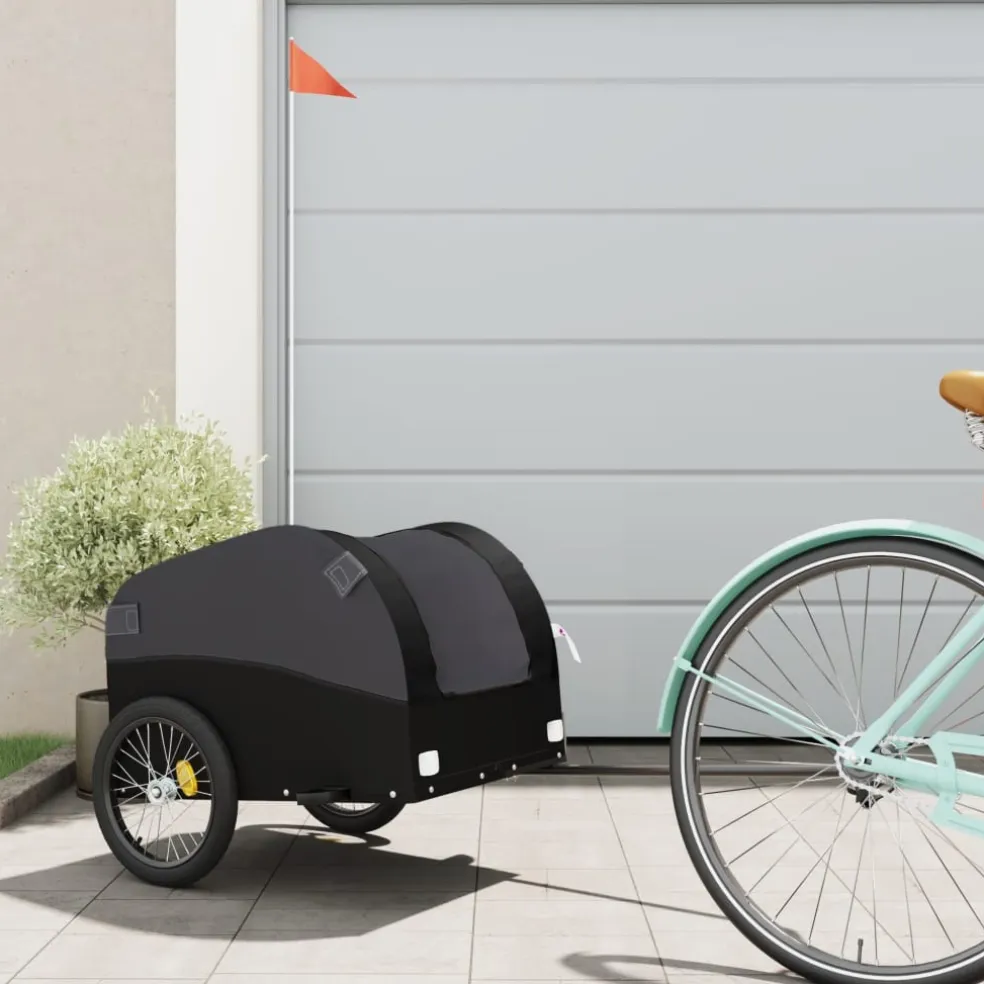 vidaXL Fietstrailer 30 kg ijzer zwart