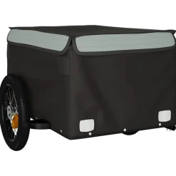 vidaXL Fietstrailer 30 kg ijzer zwart en grijs