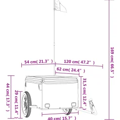vidaXL Fietstrailer 30 kg ijzer zwart en grijs