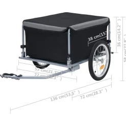 vidaXL Fietstrailer 65 kg zwart en grijs