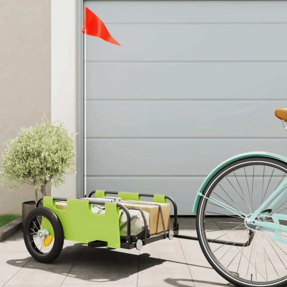 vidaXL Fietstrailer oxford stof en ijzer groen