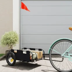 vidaXL Fietstrailer oxford stof en ijzer zwart