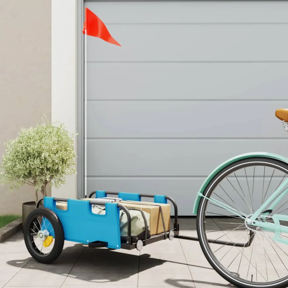 vidaXL Fietstrailer oxford stof en ijzer blauw