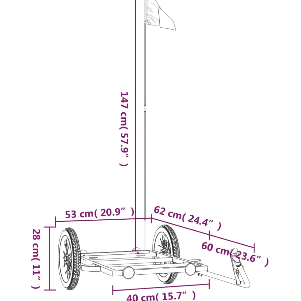 vidaXL Fietstrailer 122x53x28 cm ijzer zwart