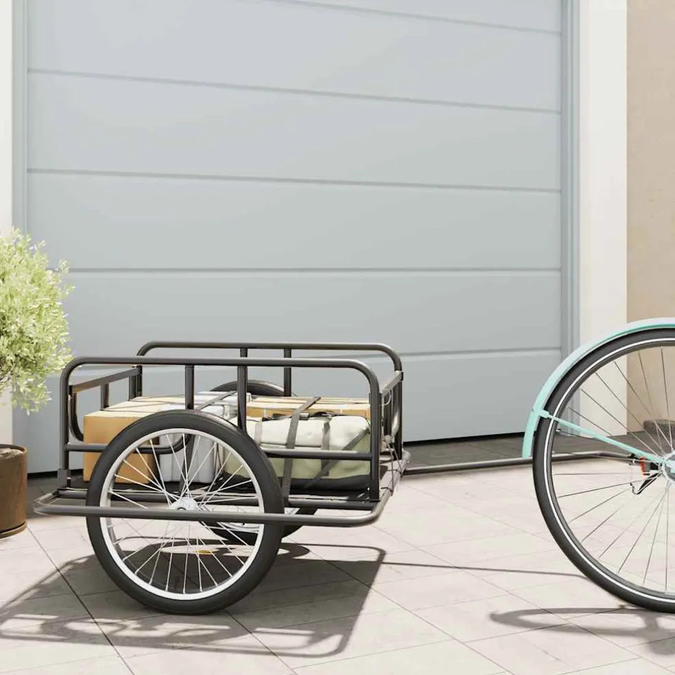 vidaXL Fietstrailer 130x73x48,5 cm staal zwart