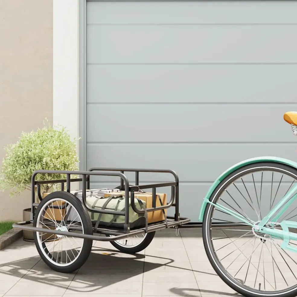 vidaXL Fietstrailer 130x73x48,5 cm staal zwart