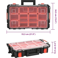 vidaXL Flightcase draagbaar 55,5x34,5x13,5 cm PP zwart