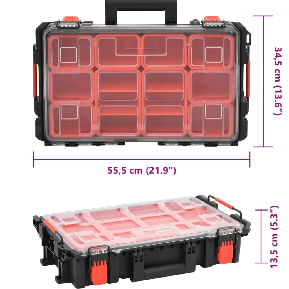 vidaXL Flightcase draagbaar 55,5x34,5x13,5 cm PP zwart
