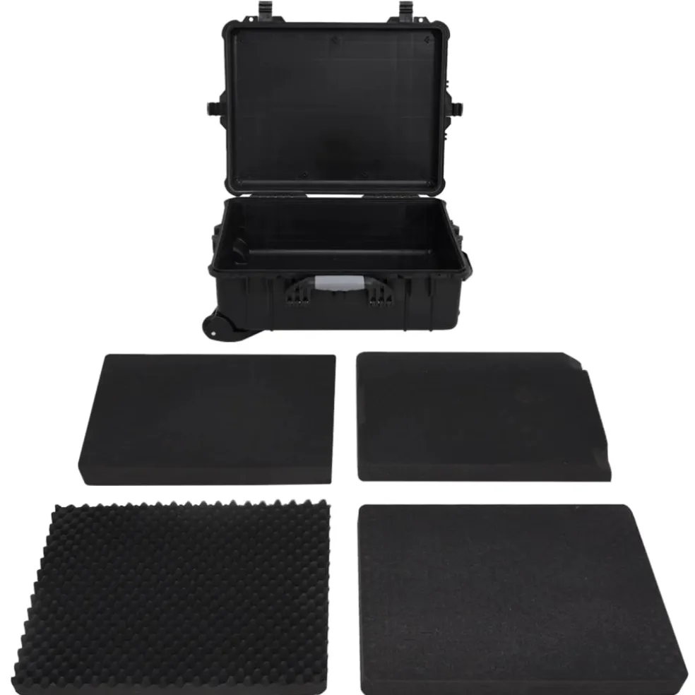 vidaXL Flightcase op wieltjes 63x50x23 cm PP zwart