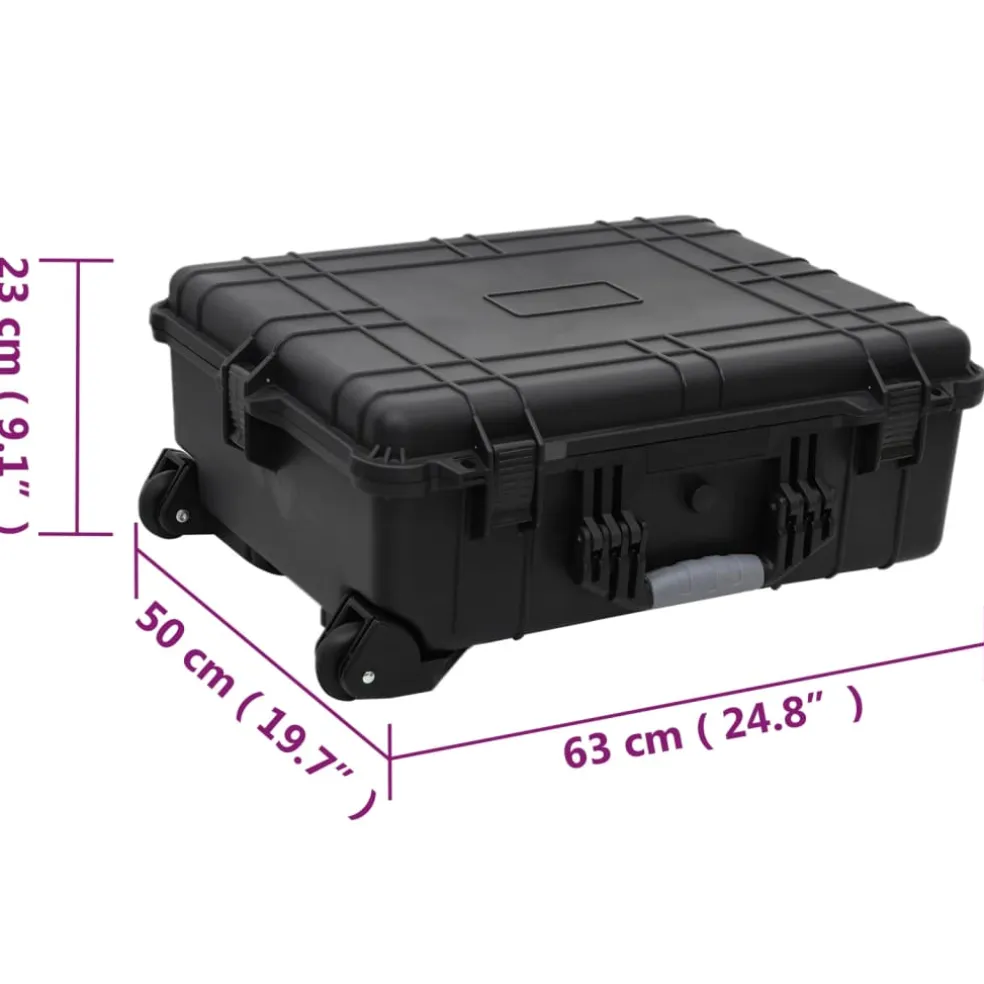 vidaXL Flightcase op wieltjes 63x50x23 cm PP zwart