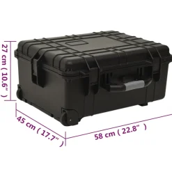 vidaXL Flightcase op wieltjes 58x45x27 cm PP zwart