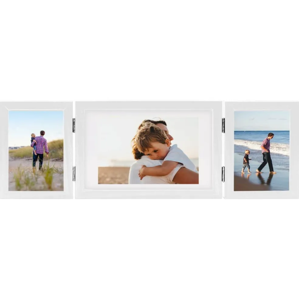 vidaXL Fotolijst drieluik 28x18 cm+2x(13x18 cm) wit