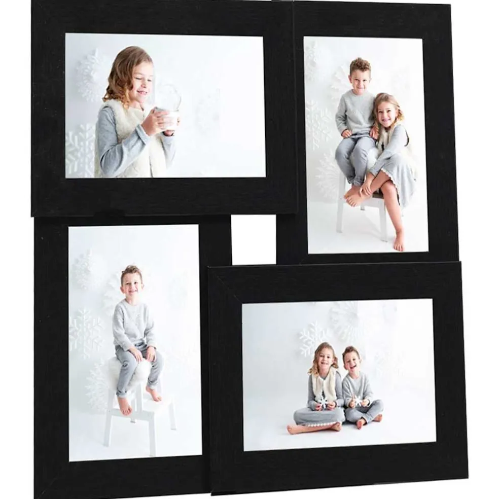 vidaXL Fotolijst voor 4x(10x15 cm) foto MDF zwart