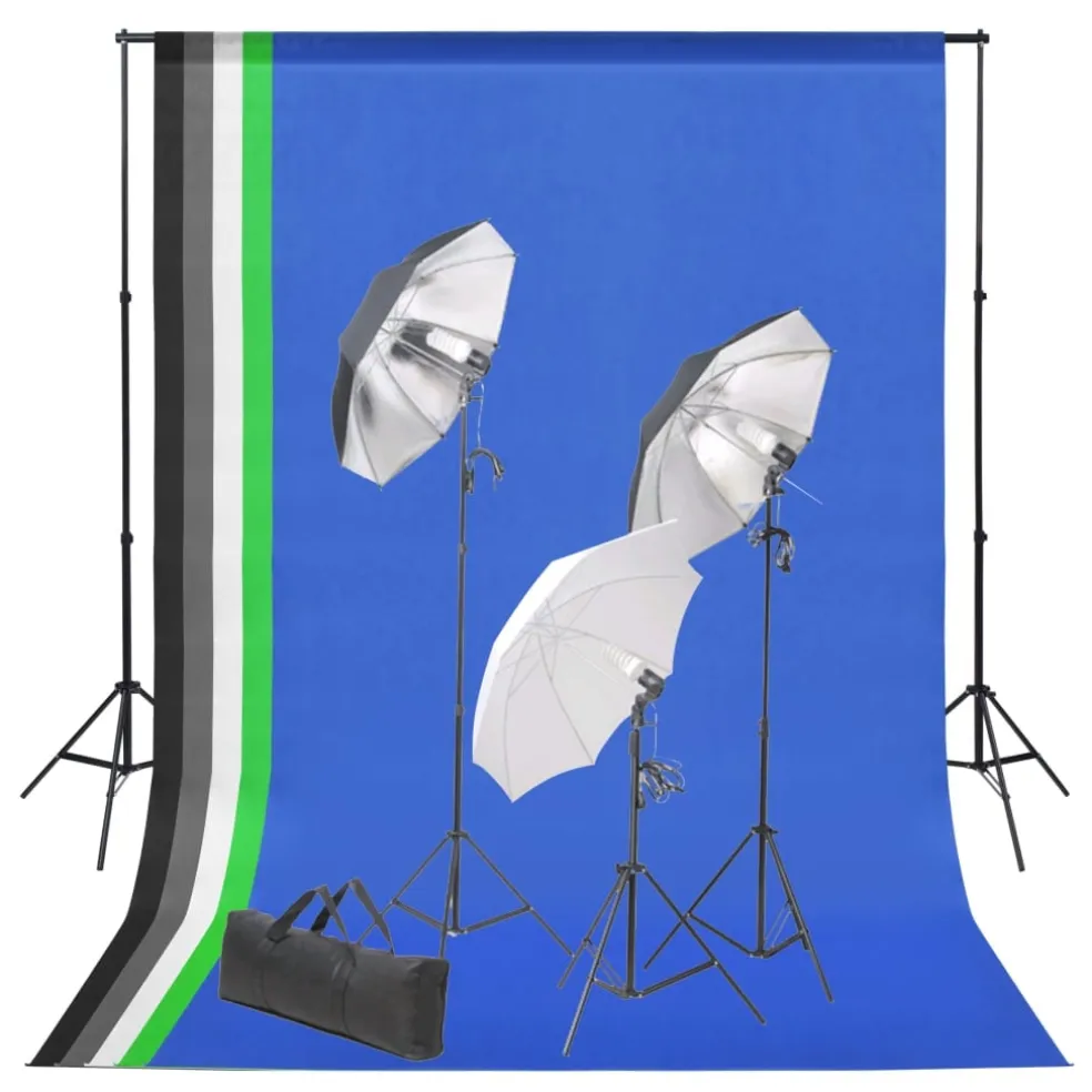 vidaXL Fotostudioset met achtergrond en verlichtingsset