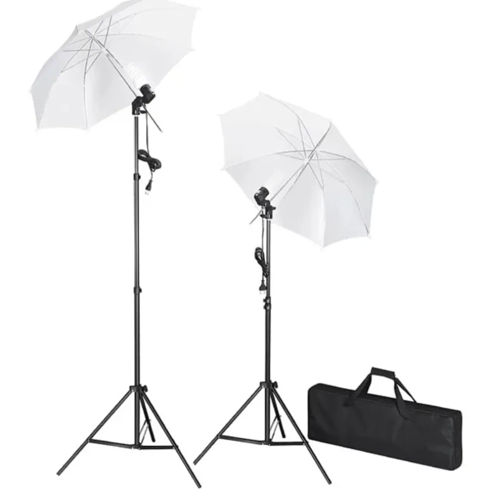vidaXL Fotostudioset met achtergrond, lampen en paraplu's