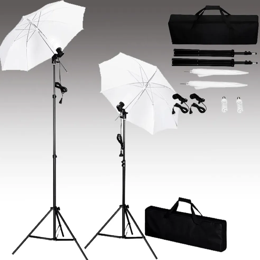 vidaXL Fotostudioset met achtergrond, lampen en paraplu's