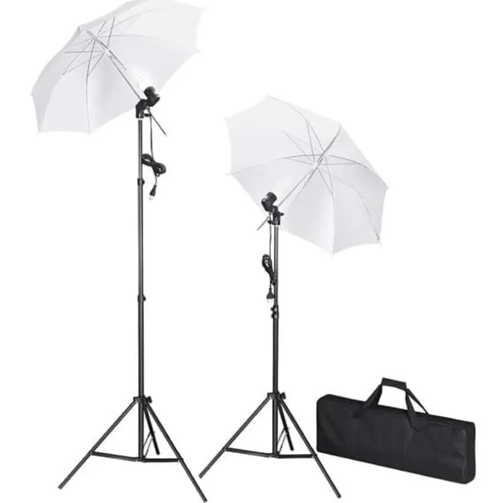 vidaXL Fotostudioset met achtergrond, lampen en paraplu's