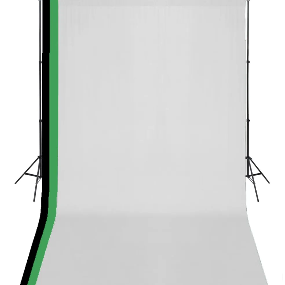 vidaXL Fotostudioset met 3 katoenen achtergronden en frame 3x5 m
