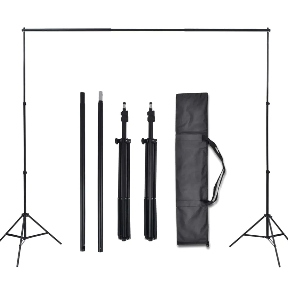 vidaXL Fotostudioset met 3 katoenen achtergronden en frame 3x5 m