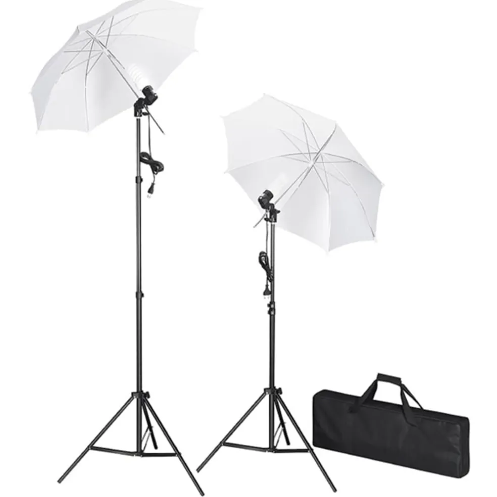 vidaXL Fotostudioset met lampen, paraplu's, achtergrond en reflector