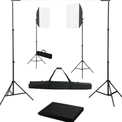 vidaXL Fotostudioset met softboxlampen en achtergrond