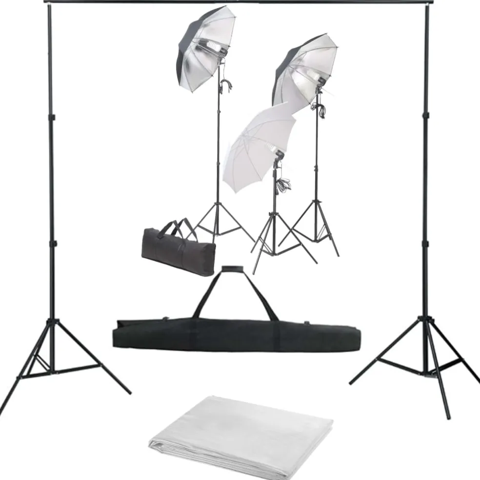 vidaXL Fotostudioset met verlichtingsset en achtergrond