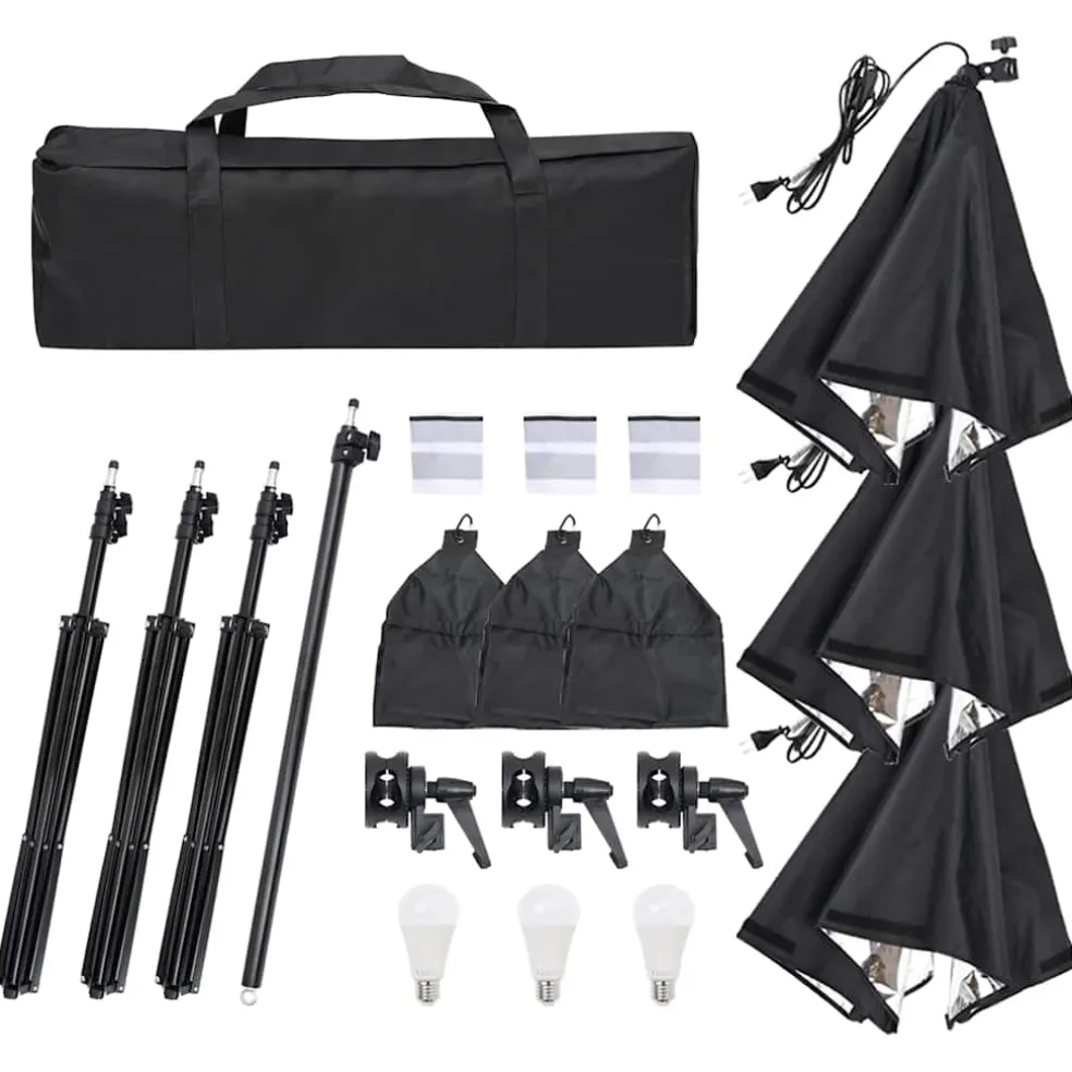 vidaXL Fotostudioset met verlichtingsset, achtergrond en reflector