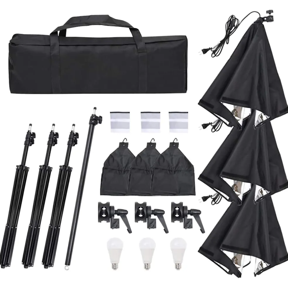 vidaXL Fotostudioset met verlichtingsset, achtergrond en reflector