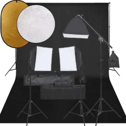 vidaXL Fotostudioset met verlichtingsset, achtergrond en reflector