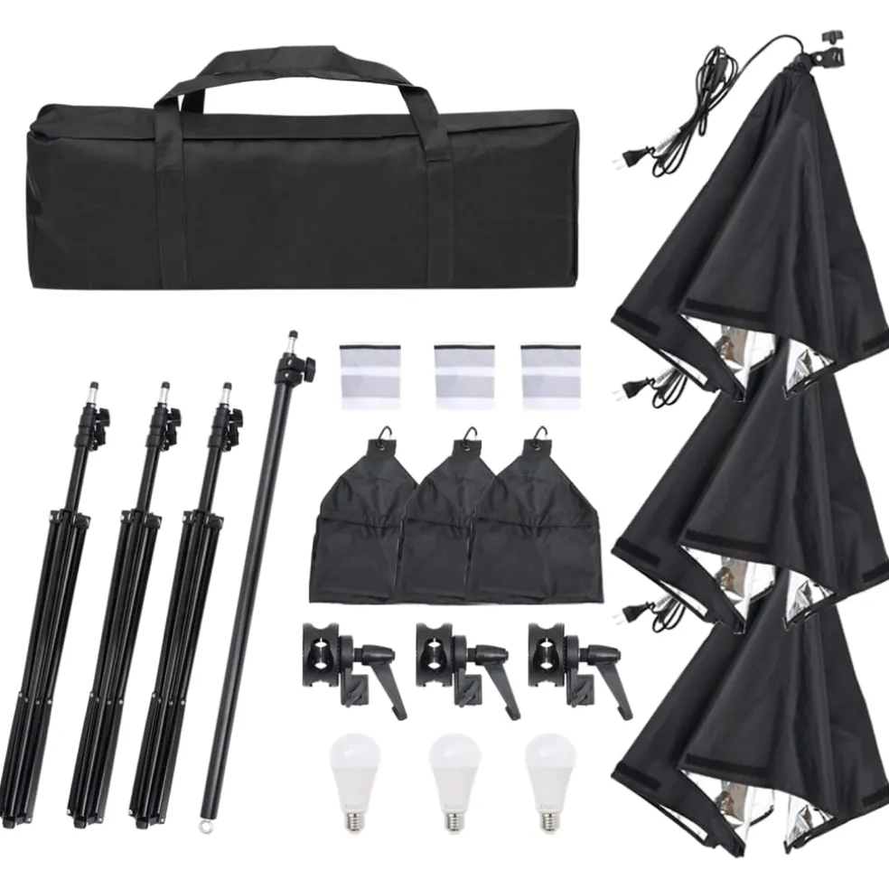 vidaXL Fotostudioset met verlichtingsset en achtergrond