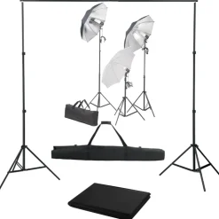 vidaXL Fotostudioset met verlichtingsset en achtergrond