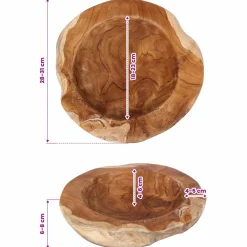vidaXL Fruitschaal JEPARA Ø 30 cm Massief Teakhout Rond Teakbruin
