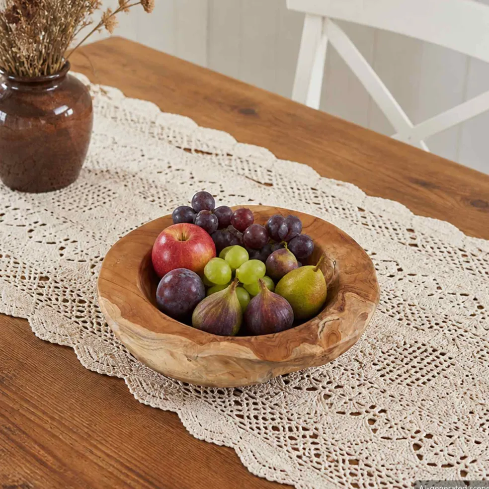 vidaXL Fruitschaal JEPARA Ø 30 cm Massief Teakhout Rond Teakbruin