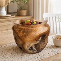 vidaXL Fruitschaal JEPARA Teakbruin Ø 35 cm Massief Teakhout