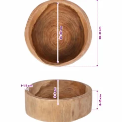 vidaXL Fruitschaal JEPARA Teakbruin Ø 30 cm Massief Teakhout
