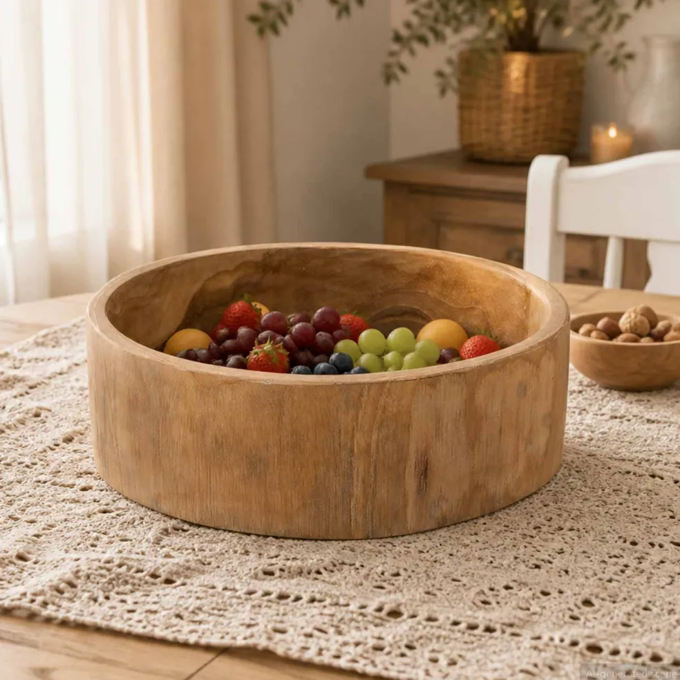 vidaXL Fruitschaal JEPARA Teakbruin Ø 30 cm Massief Teakhout