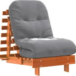 vidaXL Futon slaapbank met matras 60x206x11 cm grenenhout wasbruin