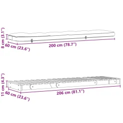 vidaXL Futon slaapbank met matras 60x206x11 cm grenenhout wasbruin