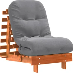 vidaXL Futon slaapbank met matras 60x206x11 cm grenenhout wasbruin