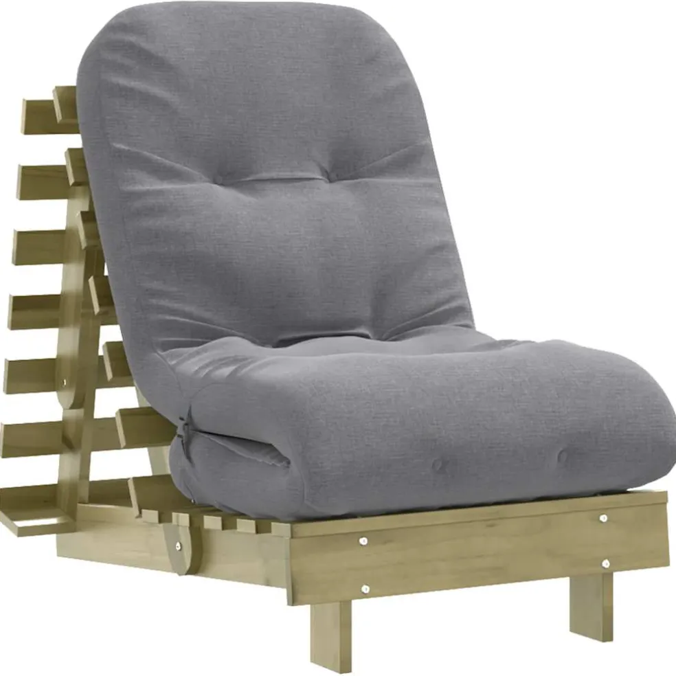 vidaXL Futon slaapbank met matras 60x206x11 cm massief grenenhout wit