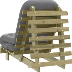 vidaXL Futon slaapbank met matras 60x206x11 cm massief grenenhout wit