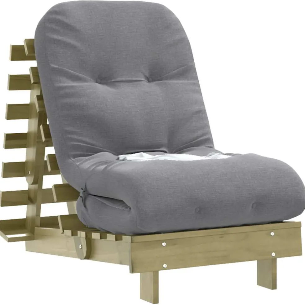 vidaXL Futon slaapbank met matras 60x206x11 cm massief grenenhout wit