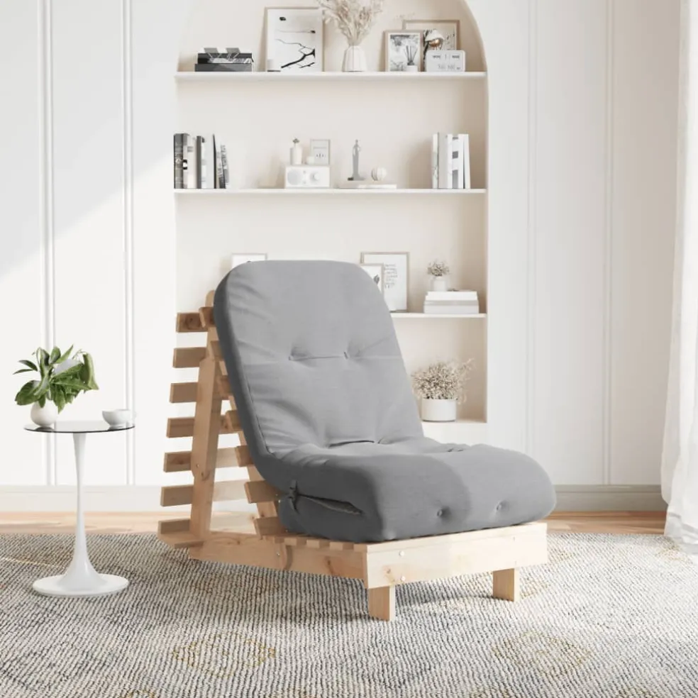 vidaXL Futon slaapbank met matras 60x206x11 cm massief douglashout