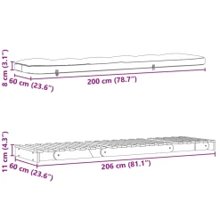 vidaXL Futon slaapbank met matras 60x206x11 cm massief douglashout