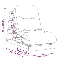 vidaXL Futon slaapbank met matras 60x206x11 cm massief douglashout
