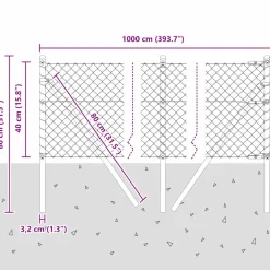 vidaXL gaashek met grondbevestiging 10 x 0,4 m Gegalvaniseerd staal