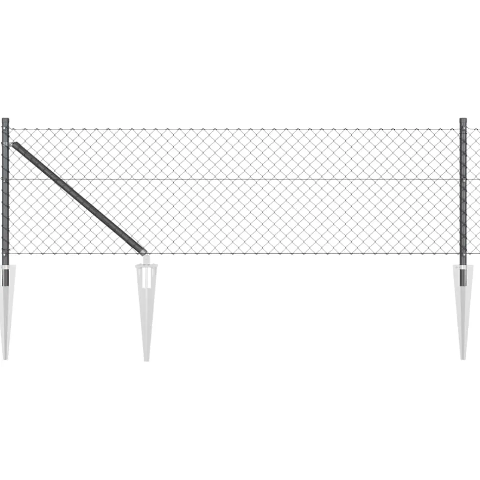 vidaXL gaashek met grondpennen 10 x 0,4 m PVC-Coated Staal Grijs Mesh