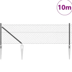 vidaXL gaashek met grondpennen 10 x 0,4 m PVC-Coated Staal Grijs Mesh